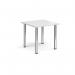 Square chrome radial leg meeting table 800mm x 800mm - white DRL800-C-WH