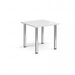Rectangular chrome radial leg meeting table 800mm x 800mm - white
