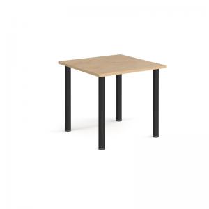 Rectangular black radial leg meeting table 800mm x 800mm - Kendal oak