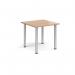 Rectangular silver radial leg meeting table 800mm x 800mm - beech DRL800-S-B