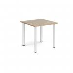 Rectangular silver radial leg meeting table 800mm x 800mm - barcelona walnut DRL800-S-BW