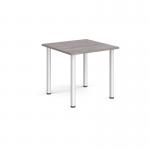 Rectangular silver radial leg meeting table 800mm x 800mm - grey oak DRL800-S-GO