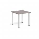 Rectangular silver radial leg meeting table 800mm x 800mm - grey oak DRL800-S-GO
