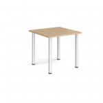 Rectangular silver radial leg meeting table 800mm x 800mm - kendal oak DRL800-S-KO