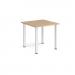 Rectangular silver radial leg meeting table 800mm x 800mm - kendal oak DRL800-S-KO