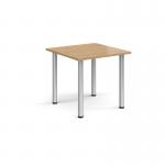 Rectangular silver radial leg meeting table 800mm x 800mm - oak DRL800-S-O