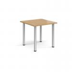 Rectangular silver radial leg meeting table 800mm x 800mm - oak