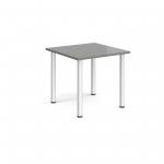 Rectangular silver radial leg meeting table 800mm x 800mm - onyx grey DRL800-S-OG