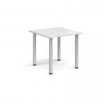 Rectangular silver radial leg meeting table 800mm x 800mm - white DRL800-S-WH