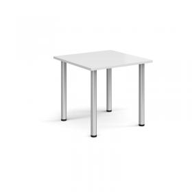 Rectangular silver radial leg meeting table 800mm x 800mm - white DRL800-S-WH