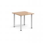 Rectangular white radial leg meeting table 800mm x 800mm - beech DRL800-WH-B