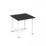 Rectangular white radial leg meeting table 800mm x 800mm - Black DRL800-WH-BK