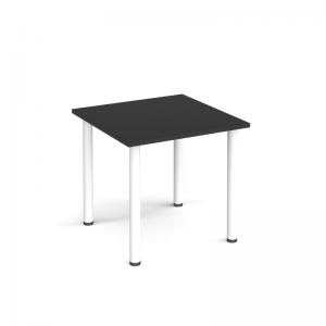 Rectangular white radial leg meeting table 800mm x 800mm - Black