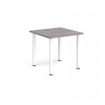 Rectangular white radial leg meeting table 800mm x 800mm - grey oak DRL800-WH-GO