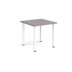 Rectangular white radial leg meeting table 800mm x 800mm - grey oak DRL800-WH-GO
