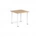 Rectangular white radial leg meeting table 800mm x 800mm - kendal oak DRL800-WH-KO