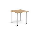 Rectangular white radial leg meeting table 800mm x 800mm - oak