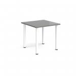Rectangular white radial leg meeting table 800mm x 800mm - onyx grey DRL800-WH-OG