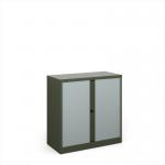Bisley systems storage low tambour cupboard 1000mm high - olive green DST40OG