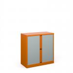 Bisley systems storage low tambour cupboard 1000mm high - orange DST40OR