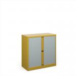 Bisley systems storage low tambour cupboard 1000mm high - sunflower yellow DST40SY