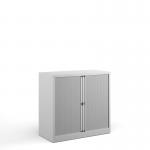 Bisley systems storage low tambour cupboard 1000mm high - white DST40WH