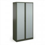 Bisley systems storage high tambour cupboard 1970mm high - olive green DST78OG