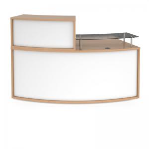 Denver medium curved complete reception unit - beech with white panels