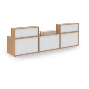 Denver large straight complete reception unit - beech with white