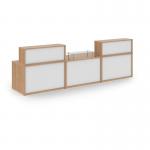 Denver large straight complete reception unit - beech with white panels