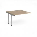 Adapt add on unit single 1200mm x 1200mm - silver frame, kendal oak top E1212-AB-S-KO