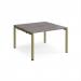 Adapt back to back desks 1200mm x 1200mm - green frame, grey oak top E1212-GN-GO