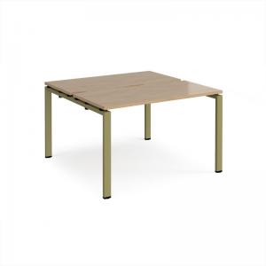 Adapt back to back desks 1200mm x 1200mm - green frame, kendal oak top