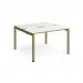 Adapt back to back desks 1200mm x 1200mm - green frame, white top, oak edge E1212-GN-WO