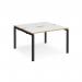 Adapt back to back desks 1200mm x 1200mm - black frame, white top with oak edging E1212-K-WO