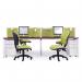 Adapt back to back desks 1200mm x 1200mm - black frame, white top with oak edging E1212-K-WO