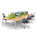 Adapt back to back desks 1200mm x 1200mm - black frame, white top with oak edging E1212-K-WO