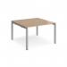 Adapt back to back desks 1200mm x 1200mm - silver frame, beech top E1212-S-B