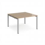 Adapt back to back desks 1200mm x 1200mm - silver frame, kendal oak top E1212-S-KO