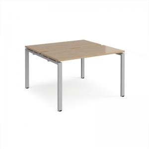Adapt back to back desks 1200mm x 1200mm - silver frame, kendal oak