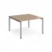 Adapt back to back desks 1200mm x 1200mm - silver frame, kendal oak top E1212-S-KO