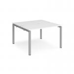 Adapt back to back desks 1200mm x 1200mm - silver frame, white top E1212-S-WH
