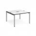 Adapt back to back desks 1200mm x 1200mm - silver frame, white top, black edge E1212-S-WK