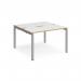 Adapt back to back desks 1200mm x 1200mm - silver frame, white top with oak edging E1212-S-WO