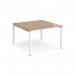 Adapt back to back desks 1200mm x 1200mm - white frame, beech top E1212-WH-B