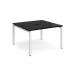 Adapt back to back desks 1200mm x 1200mm - white frame, black top E1212-WH-BK