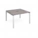 Adapt back to back desks 1200mm x 1200mm - white frame, grey oak top E1212-WH-GO