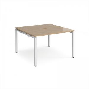 Adapt back to back desks 1200mm x 1200mm - white frame, kendal oak top