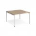 Adapt back to back desks 1200mm x 1200mm - white frame, kendal oak top E1212-WH-KO