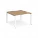 Adapt back to back desks 1200mm x 1200mm - white frame, oak top E1212-WH-O